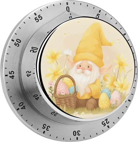 Vista 18 de Watercolor Easter Day Kitchen Timers for Cooking Cartoon Bunny Chef Cooking Timer Clock with Loud Alarm No Batteries Required Mechanical Desk Timer