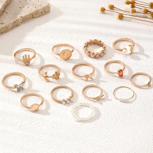 Vista 4 de Gold Kunckle Rings Set for Women,Stackable Rings Pack Snake Butterfly Statement Vintage Rings Set for Women Jewelry Gifts