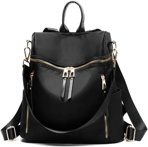 Vista 12 de zhongningyifeng Mochila para mujer, impermeable, ligera, a la moda, casual, de viaje, bolsa de hombro para mujer (negro, grande)