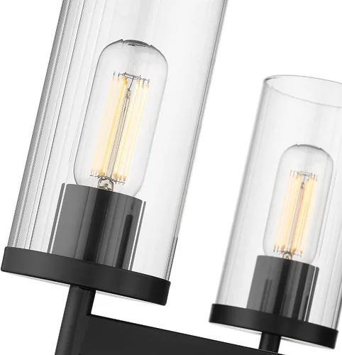 Vista 5 de Golden Lighting 7011-LP BLK-CLR Winslett colgante lineal, negro mate- luz colgante, iluminación colgante, Lámpara de techo, Lámparas colgantes Isla