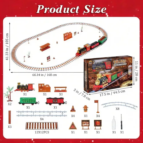 Vista 2 de Juegos de trenes navideños para alrededor del árbol, juego de tren eléctrico para niños de 4 a 8 años con sonidos, luces y humo, juego de tren