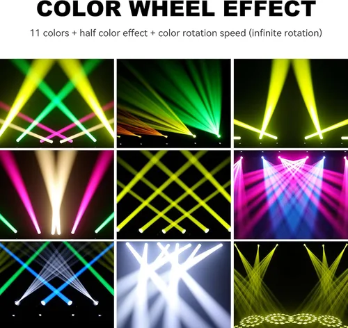 Vista 6 de Luz DJ Cabeza Móvil 180W LED Spot Haz Zoom Iluminación 14 Gobos 12 Colores Prismas Giratorios RDM DMX Luces de Escenario para Discoteca Club Fiesta