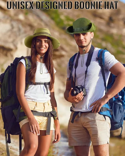 Vista 4 de 6 piezas de ala ancha Boonie sombrero de camuflaje táctico camuflaje de la selva gorro de bebé adulto para hombres y mujeres forro polar verde