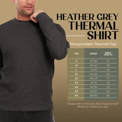 Vista 2 de JMR - Camisa térmica de punto gofre pesado para hombre, 100% algodón, manga larga, para usar como capa base o independiente, cálida y transpirable