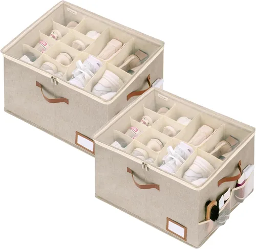 Vista 11 de StorageWorks Organizador de Zapatos para Armario, Cabe hasta 16 Pares, Contenedores de Almacenamiento de Zapatos Cubby con Bolsillo Lateral de Malla
