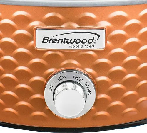 Vista 7 de Brentwood SC-140C - Olla de cocción lenta de 4.5 cuartos de galón, cobre, 3 ajustes de calor (bajo, alto, cálido), olla de cerámica, tapa de vidrio