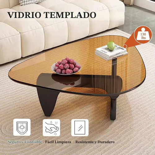 Vista 3 de Mesa de centro moderna de cristal, mesa de centro pequeña de mediados de siglo, mesa de centro para sala de estar, adecuada para dormitorio, sala