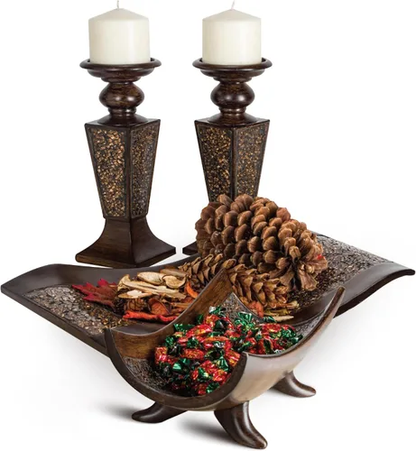 Vista 6 de Creative Scents Schonwerk - Orbes decorativos de nogal marrón para cuencos y rellenos de jarrones (juego de 3) bolas de resina para sala, comedor