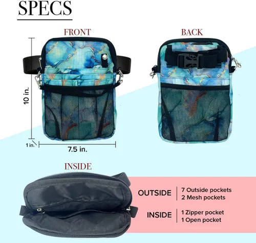 Vista 3 de French KOKO Riñonera para enfermera médica, Mármol Teal, Vertical