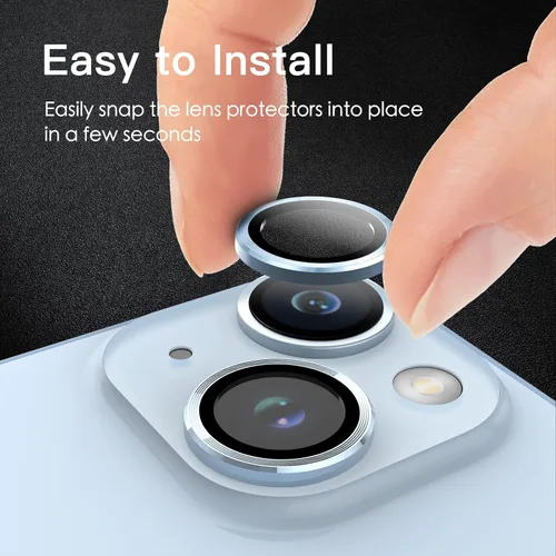 Vista 7 de JETech Protector de lente de cámara para iPhone 14 de 6.1 pulgadas y iPhone 14 Plus de 6.7 pulgadas, cubierta de anillo individual de metal de Azul