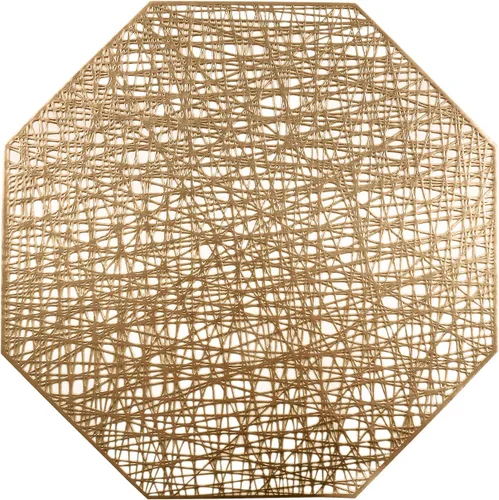 Vista 10 de U'Artlines Manteles individuales metálicos huecos de vinilo antideslizante con aislamiento térmico para mesa de cocina (21102 dorado, 6 unidades)