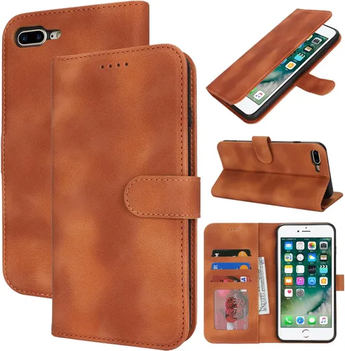 Vista 131 de Funda tipo cartera para iPhone 8 Plus iPhone 7 Plus con tarjetero para iPhone 8 Plus, funda tipo cartera para mujeres y hombres, de piel sintética