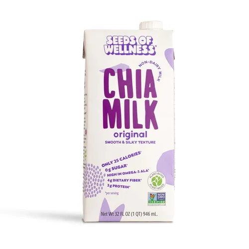 Vista 5 de Seeds of Wellness - Chia Milk Original, Vegan, Plant-Based, Non-Dairy, 740 mg Omega-3, 4g Fiber, 3g Protein, Zero Sugar, Smooth Texture, Low