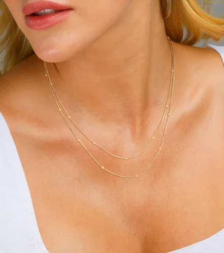Vista 3 de CHESKY - Gargantilla de oro para mujer, chapado en plataoro de 14 quilates, gargantilla de cuentas satélite, delgada, de moda, collares de clip
