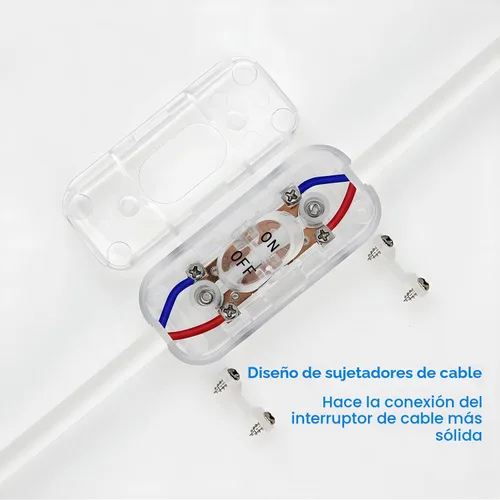 Vista 3 de Interruptor de Cable en Línea, PLUSPOE Interruptor de Lámpara de Control DPST de Encendido-Apagado para Lámpara de Mesa de Dormitorio Luces LED