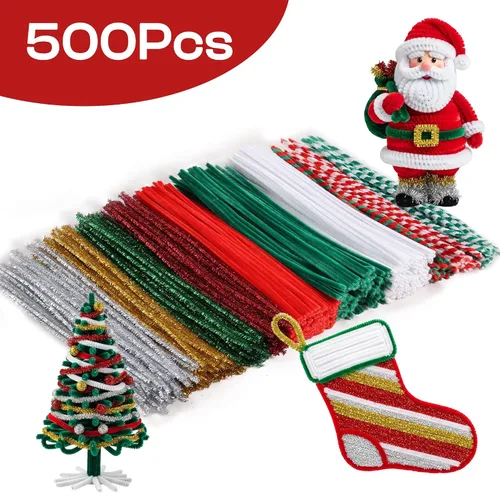 Vista 4 de Caydo 500 limpiapipas para decoración del día de San Valentín, tallos de chenilla, manualidades de limpieza de pipas para proyectos de arte y Navidad
