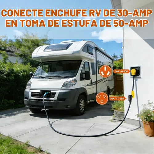 Vista 3 de Cable adaptador de corriente CA NEMA 10-50P macho a TT-30R, 125