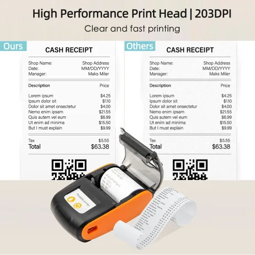 Vista 7 de Impresora portátil de recibos, 2.283 in Mini BT Impresora térmica USB Impresora Móvil, Compatible con Android para Sistema para Restaurantes