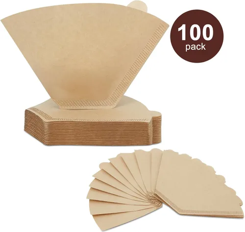 Vista 2 de Filtros de café 4 conos, 100 unidades de filtro desechable sin blanquear para cafetera por goteo, filtros de papel de café de 8 a 12 tazas, filtros