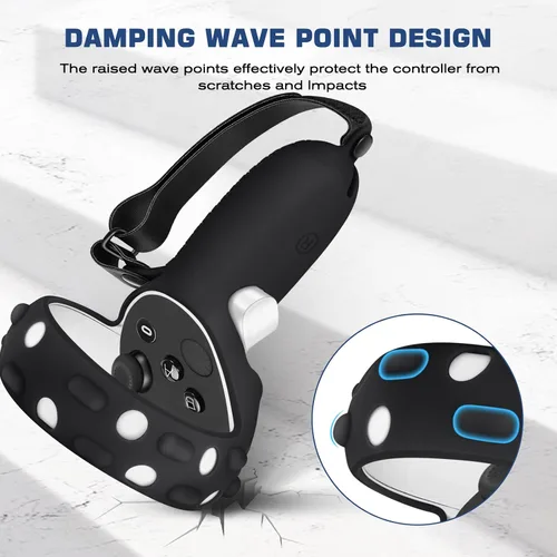 Vista 5 de FINPAC Silicone Touch Controller Grip Cover for Oculus Newest Quest 2 Protective and Anti-Slip VR Gaming Headset Controller Sleeve Cover Black