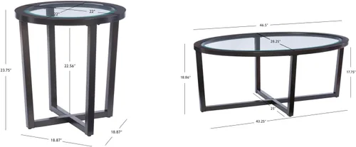 Vista 3 de Powell Marta Umber - Juego de mesa auxiliar y mesa auxiliar de madera marrón con tapa de cristal templado