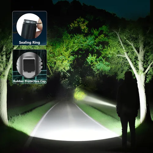 Vista 6 de SKYFIRE Linternas recargables de alto lúmenes, linterna súper brillante de 5000mAh, linterna táctica LED impermeable y potente para camping