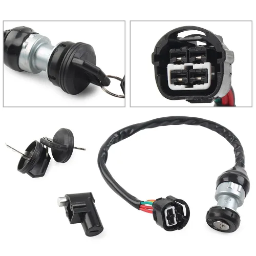 Vista 5 de Interruptor de encendido para motocicleta de 4 cables con 2 llaves compatible con linhai T-boss 550 48295 ATV UTV