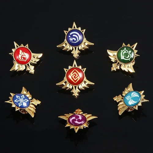 Vista 6 de Genshin Impact Vision Broche luminoso Ojo de Dios - Accesorios para proyectos de juego para mujer Metal Sin gemas