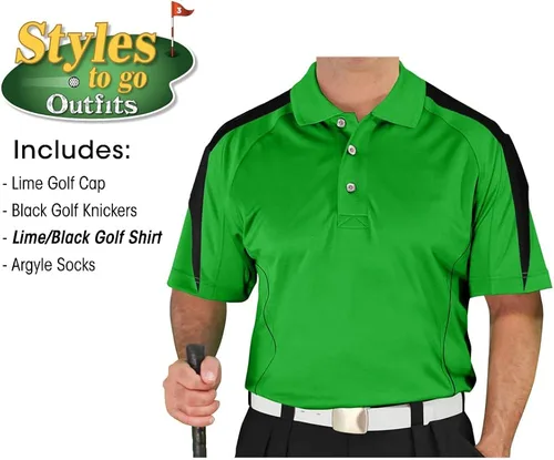 Vista 3 de Golf Knickers Styles To Go - Traje completo de golf para hombre, incluye camisa de golf, gorra de golf y calcetines de golf