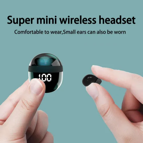 Vista 2 de SK18 Auriculares intrauditivos ultra pequeños inalámbricos invisibles más pequeños auriculares Bluetooth para dormir cómodos con micrófono y aptos