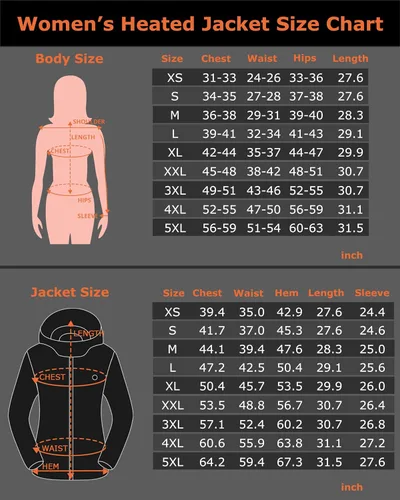 Vista 6 de Venustas - Chaqueta térmica para mujer con batería de 7.4 V, resistente al viento, eléctrica, aislada, con capucha desmontable, ajuste delgado