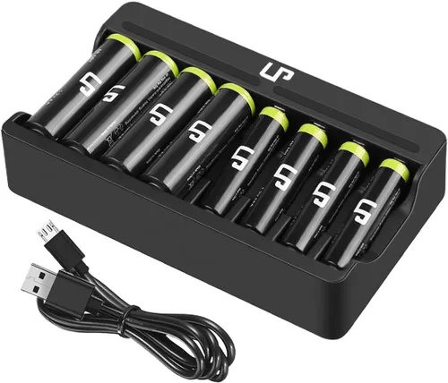 Vista 10 de LP Paquete de baterías recargables AA, paquete de 16 baterías dobles A de alta capacidad de 2300 mAh de 1.2 V NIMH para relojes, controles remotos