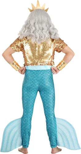 Vista 8 de Disney The Little Mermaid King Triton Costume for Adults, Poseidon Merman Suit Cosplay or Atlantis Sea God Dress-Up