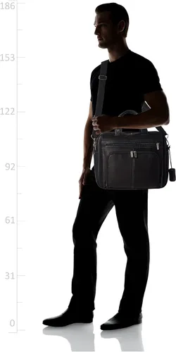 Vista 2 de Kenneth Cole REACTION "Out of the Bag" Manhattan - Bolso bandolera de cuero colombiano para laptop de 15.6" para viajes y negocios