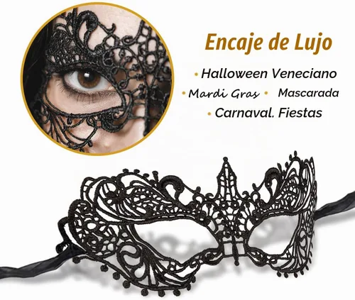 Vista 4 de Masquerade Mask for Women Lace Masks for Venetian Party Costume Halloween Carnival