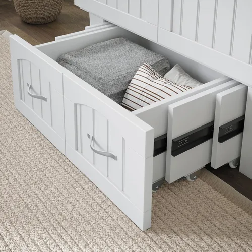 Vista 7 de Atlantic Muebles natucket Murphy cama Pecho, Madera Noble, Blanco