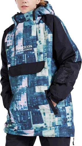 Vista 22 de Chaqueta anorak de esquí para mujer, impermeable, resistente al viento, cálido, para snowboard, abrigo de invierno con capucha