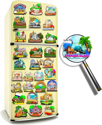 Vista 4 de Imán de madera para nevera de Bahamas Paradise Island, monumentos 3D, recuerdos coleccionables, decoración hecha a mano -723