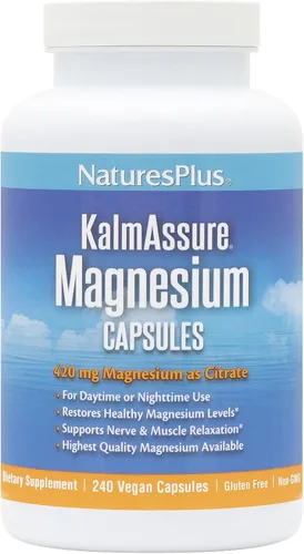 Vista 6 de NaturesPlus Kalmassure Magnesio - 400 mg, 90 cápsulas veganas - Suplemento natural para aliviar el estrés, apoya la relajación nerviosa y muscular