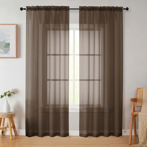 Vista 299 de 2 paneles de cortinas traslúcidas blancas para dormitorio, sala de estar, 96 pulgadas de largo, modernas, suaves, ligeras, con bolsillo para barra