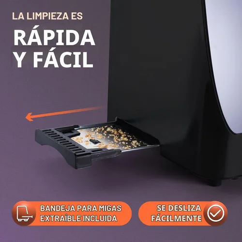 Vista 6 de Inspirex - Tostadora de palanca con pantalla táctil de dos rebanadas, color negro