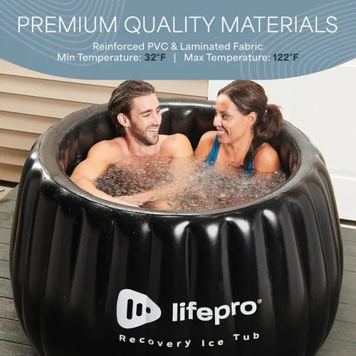 Vista 7 de Lifepro Bañera de hielo portátil para 2 personas para atletas XL - Tina de hielo autoinflable para adultos - Tina de hielo plegable para baño