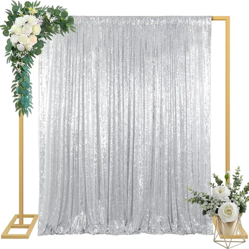 Vista 8 de ShinyBeauty Cortinas de Lentejuelas 2 Paneles 2ftx8ft Wine Telón de Fondo con Brillantina para Videos de YouTube Cortinas de Lentejuelas Borgoña