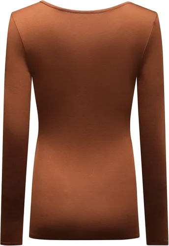 Vista 4 de OThread & Co. Camiseta de manga larga con cuello en V, para mujer, con capa básica, de licra
