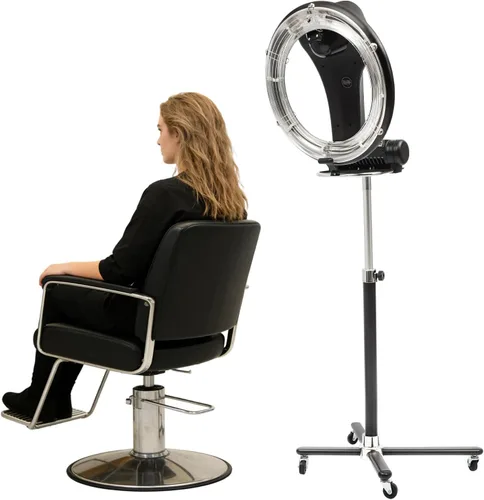 Vista 2 de Secador de pelo infrarrojo profesional orbiting de 1000 W - Secador de salón giratorio independiente con base giratoria giratoria, 3 funciones + 6