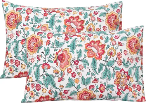 Vista 31 de Feather & Stitch - Fundas de almohada 100% algodón de 2 piezas tamaño Queen, 300TC fundas de almohada ultra suaves con cierre de sobre, resistentes