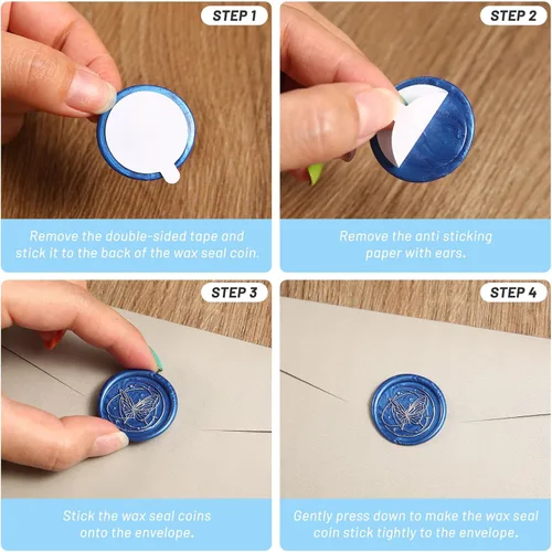 Vista 3 de 360 PCS Calcomanías Adhesivas de Doble Cara para Sello de Cera Masilla Adhesiva Pegajosa Removible (1 pulgada) para Calcomanías de Sellado de Cera