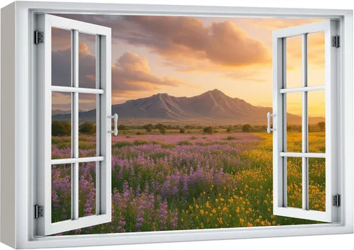 Vista 35 de wall26 - Cuadro en lienzo para pared, vista de ventana, río neón turquesa, rápido, bosque, lago, arroyo, naturaleza salvaje, fotografía, realismo