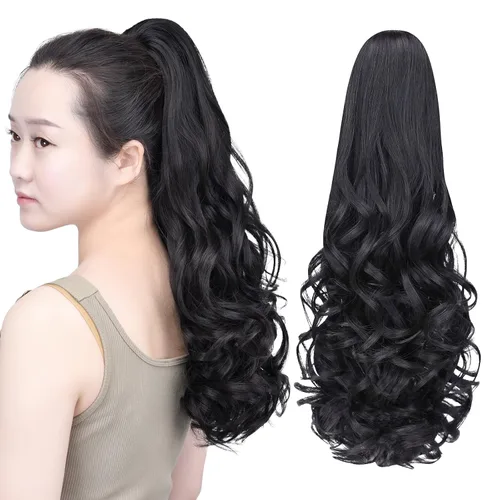 Vista 69 de SYXLCYGG Auburn Clip Cola de caballo Clip Cola de caballo Extensión de cola de caballo ondulado 10 pulgadas 3.5 oz pelo sintético falso pieza