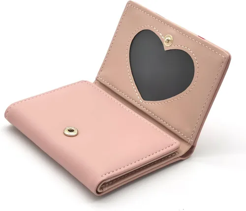 Vista 5 de Cartera pequeña y bonita para mujeres y adolescentes cartera de cuero Kawaii Stawberry regalos para hija hermana y amigas rosado Pink Strawberry